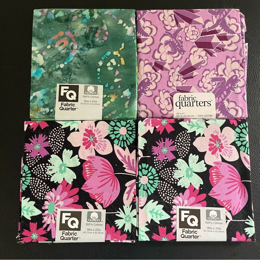 Quilting fabric fat quarters 4 pieces